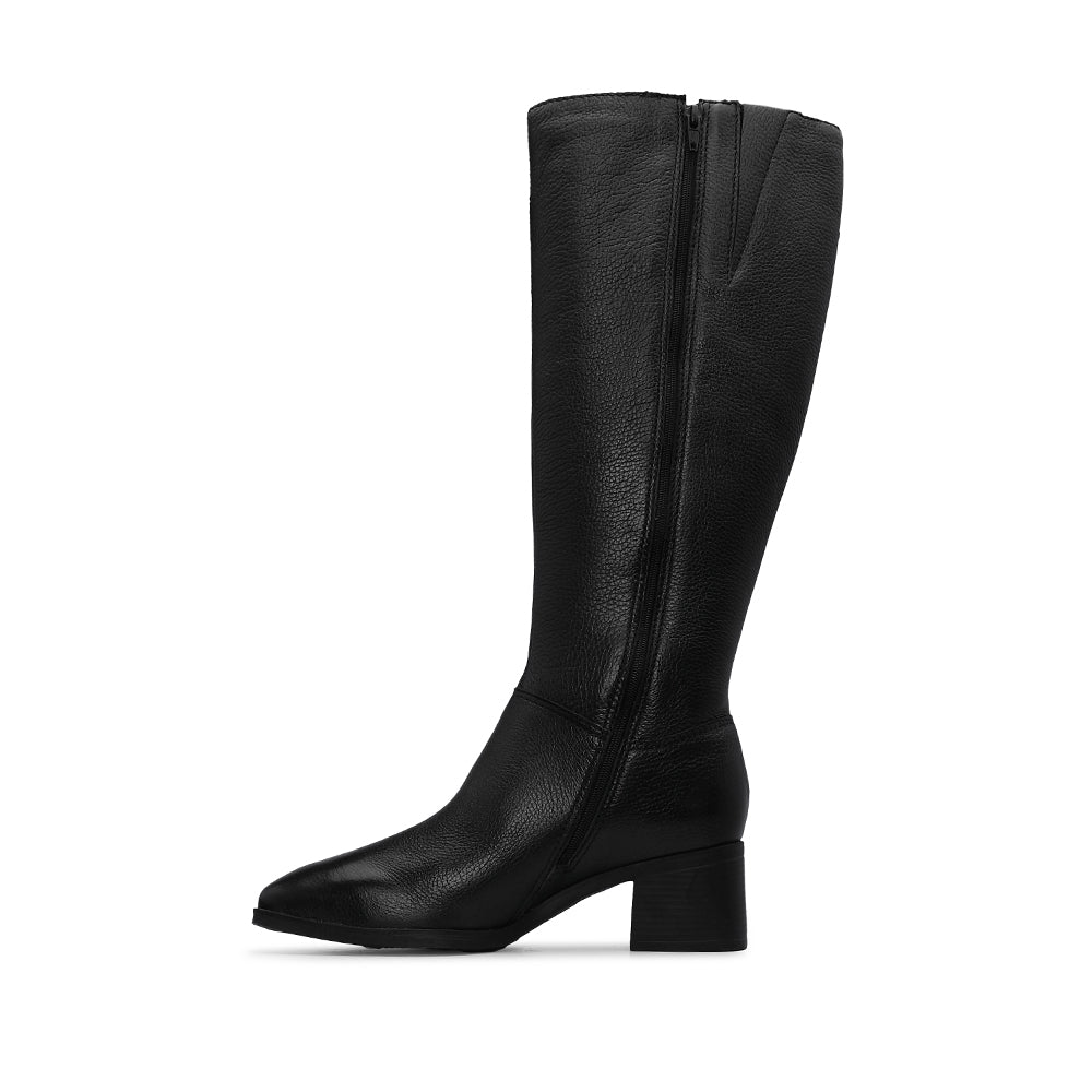Bota Salto Médio Mulher Pele Preto