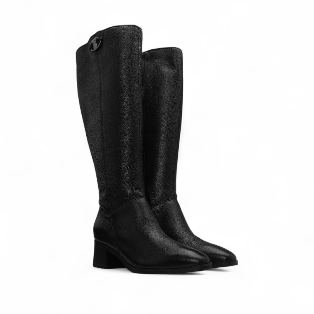 Bota Salto Médio Mulher Pele Preto