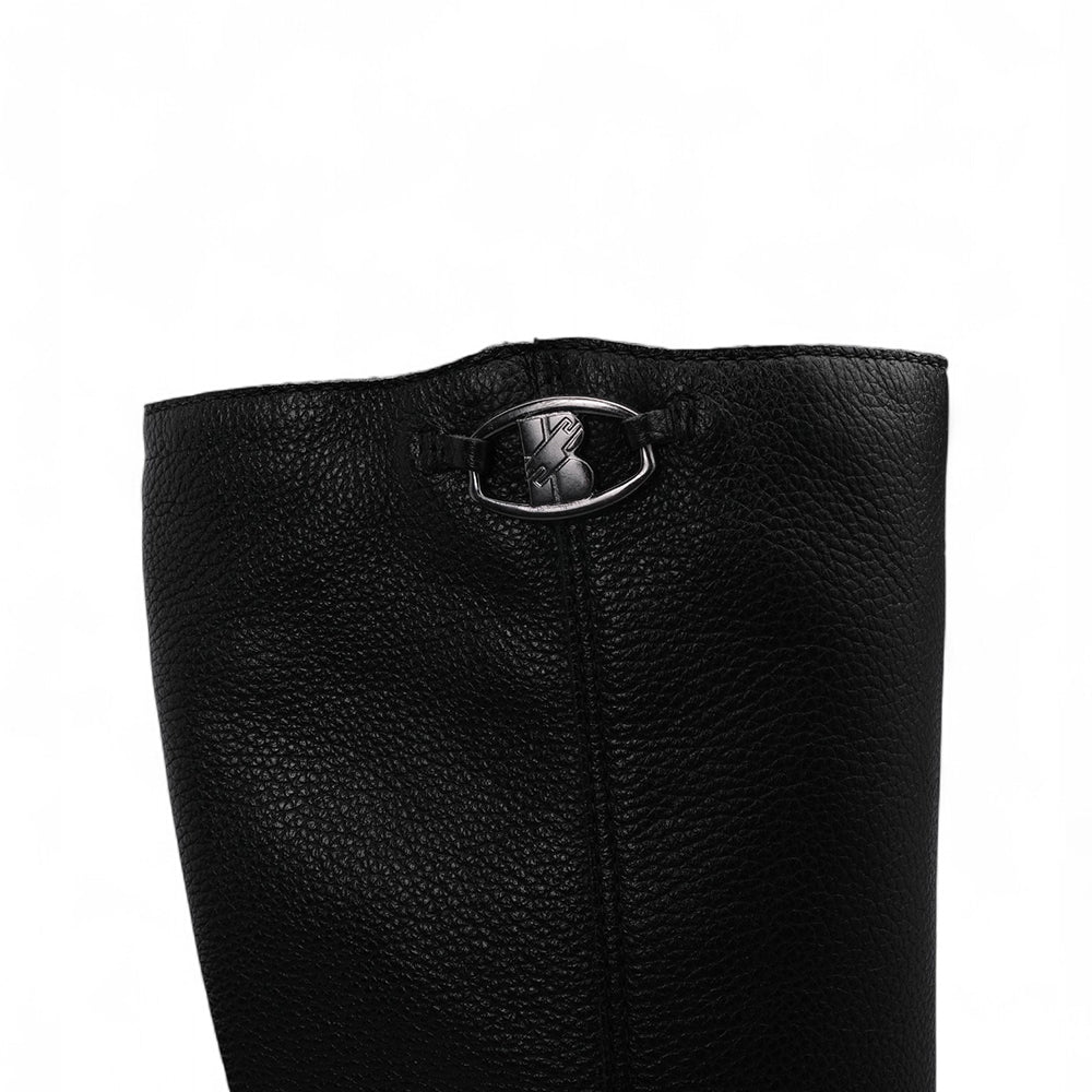 Bota Salto Médio Mulher Pele Preto