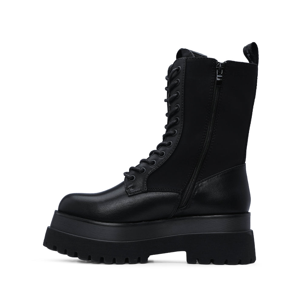 Bota Salto Raso Mulher Pele Preto