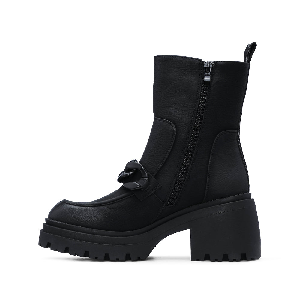 Bota Salto Médio Mulher Pele Preto
