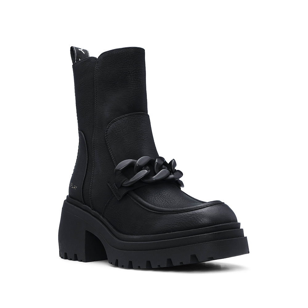 Bota Salto Médio Mulher Pele Preto