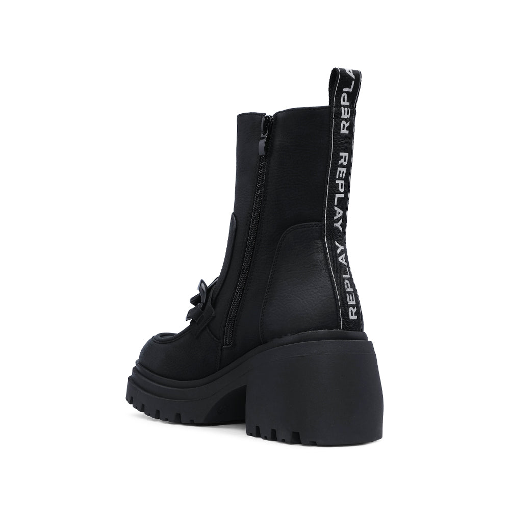 Bota Salto Médio Mulher Pele Preto