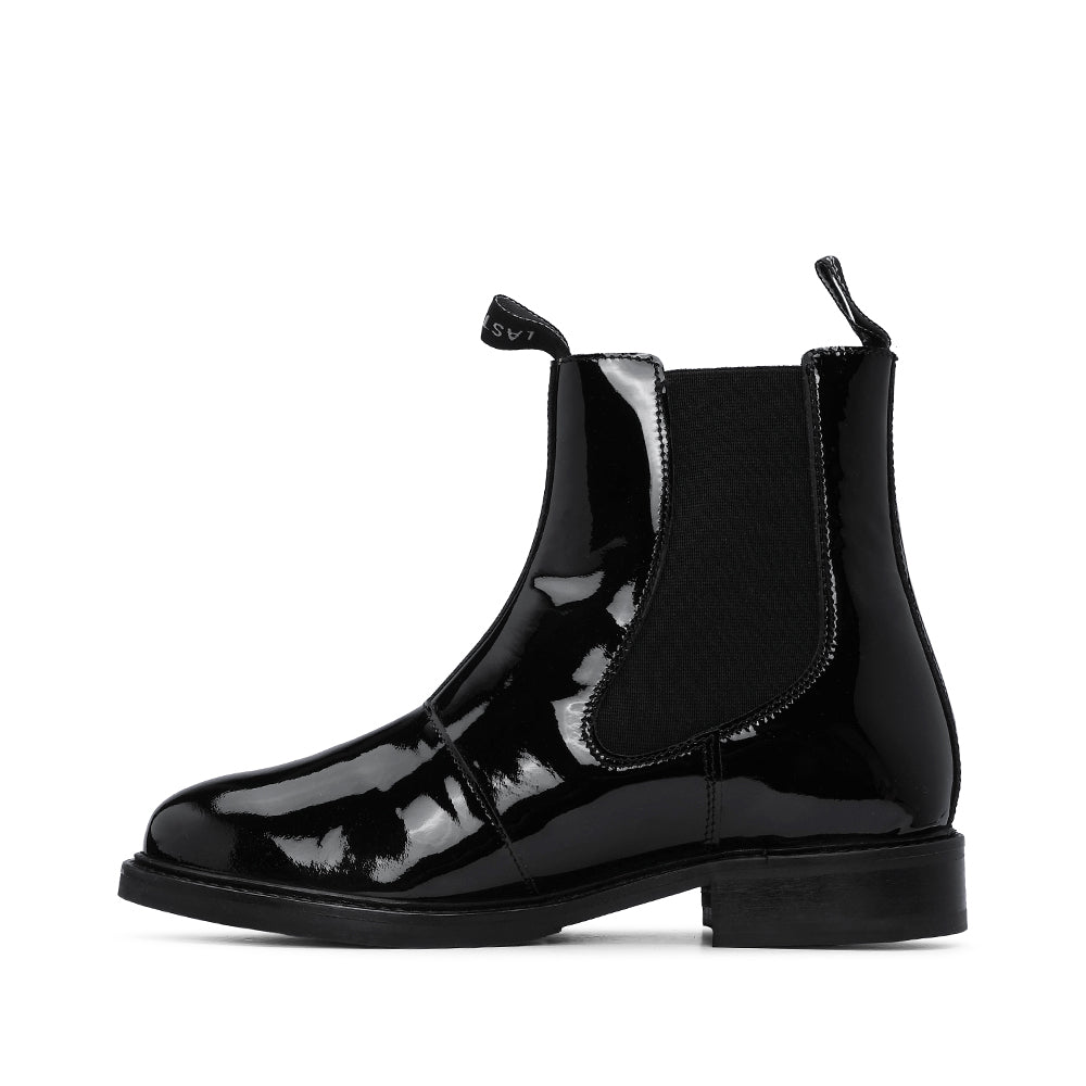 Bota Salto Raso Mulher Verniz Preto