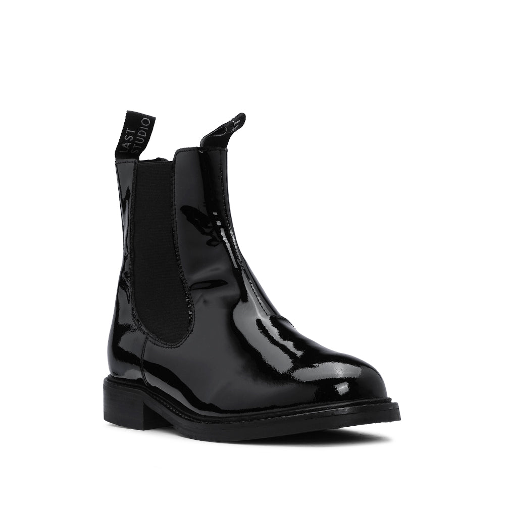 Bota Salto Raso Mulher Verniz Preto