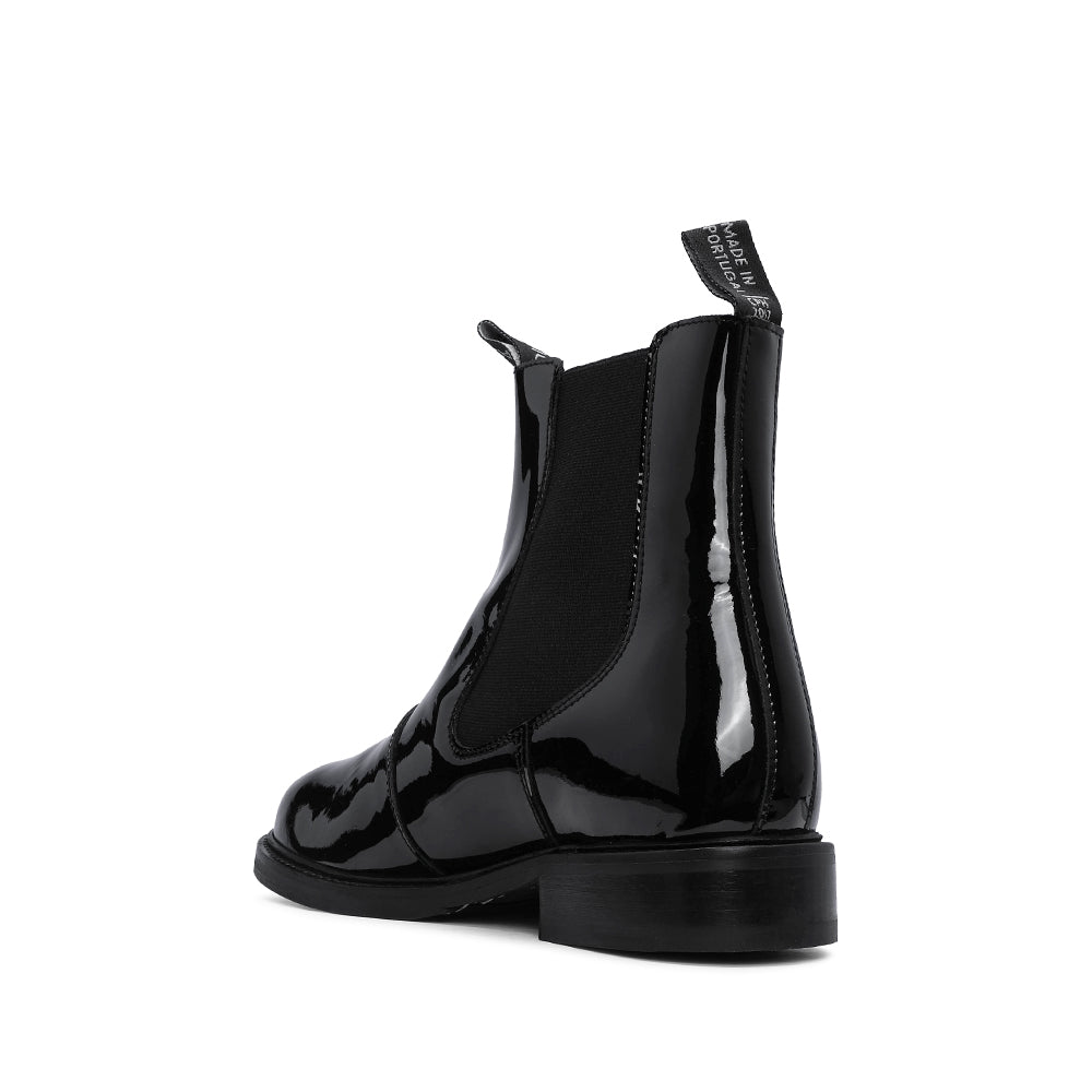 Bota Salto Raso Mulher Verniz Preto