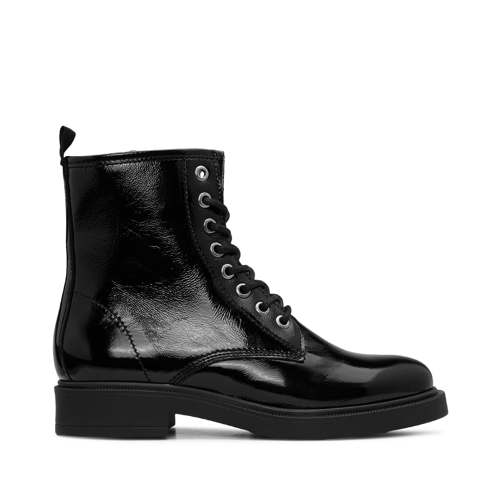 Botim Salto Raso Mulher Verniz Preto