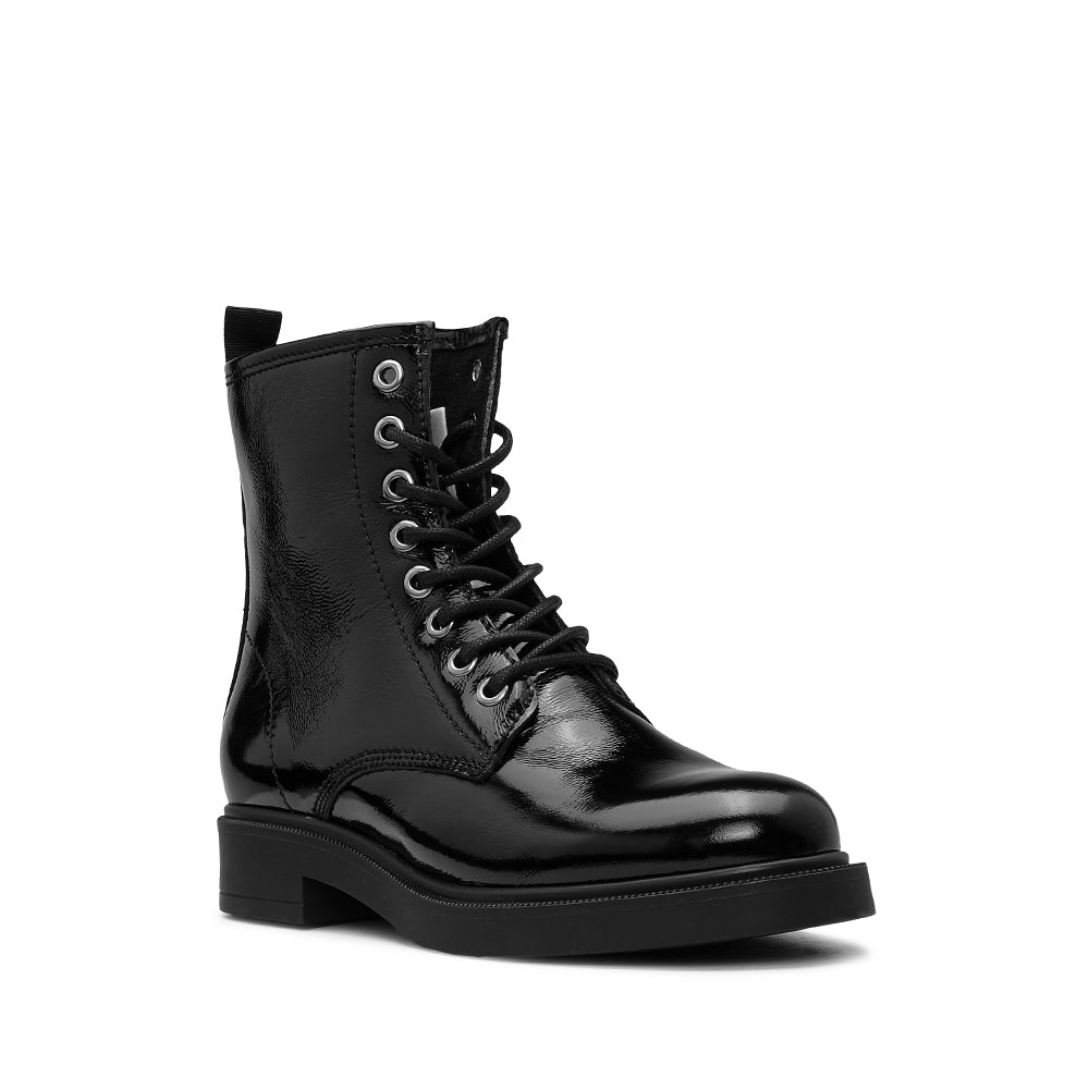Botim Salto Raso Mulher Verniz Preto