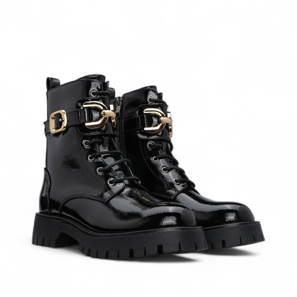 Bota Militar Mulher Verniz Preto