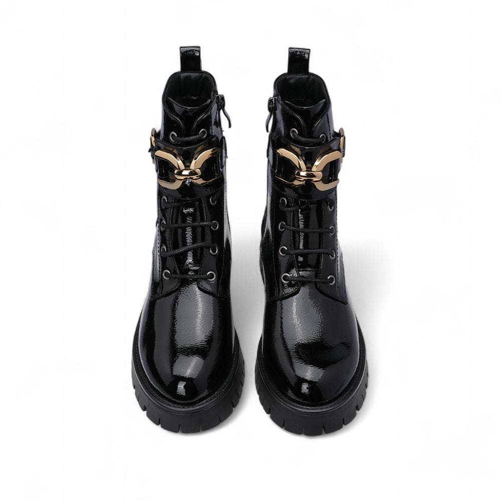 Bota Militar Mulher Verniz Preto