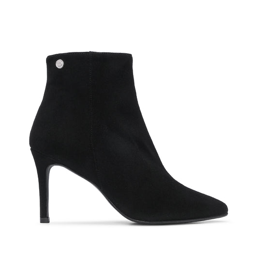 Botim Salto Alto Mulher Camurça Preto