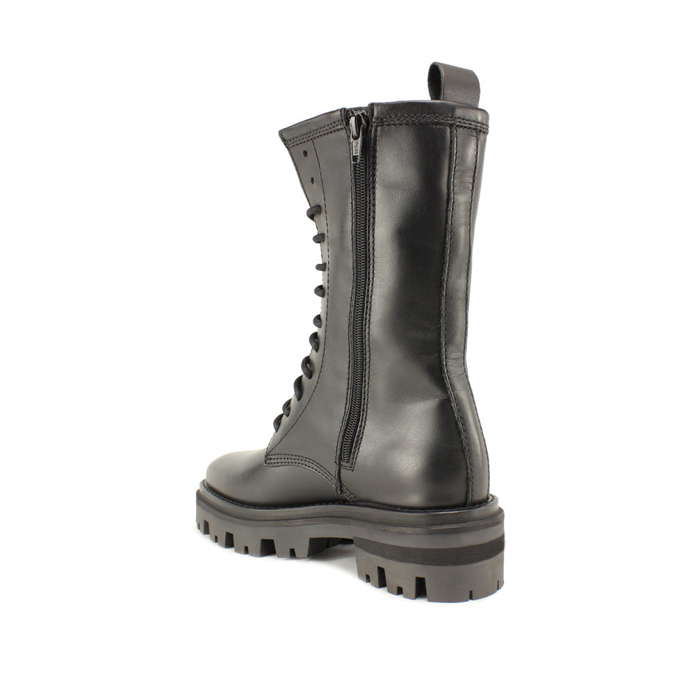 Bota Salto Raso Mulher Pele Preto