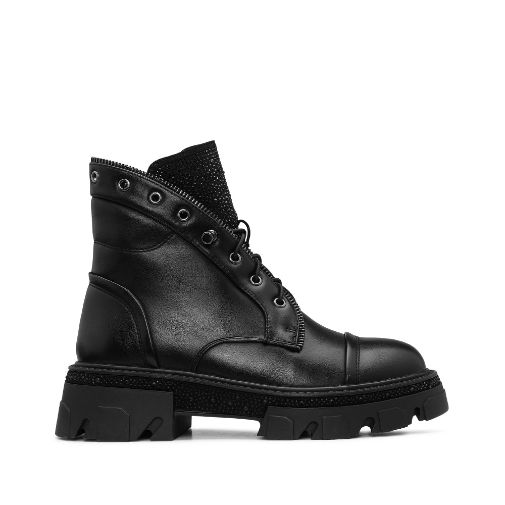 Bota Militar Mulher Pele Preto