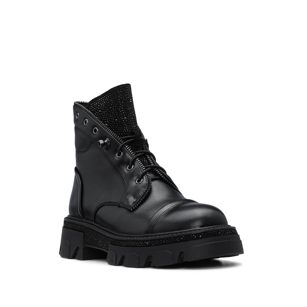 Bota Militar Mulher Pele Preto