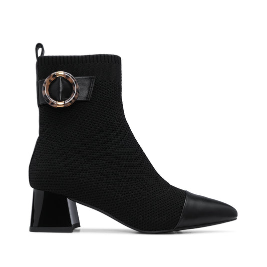 Botim Casual Mulher Pele Preto