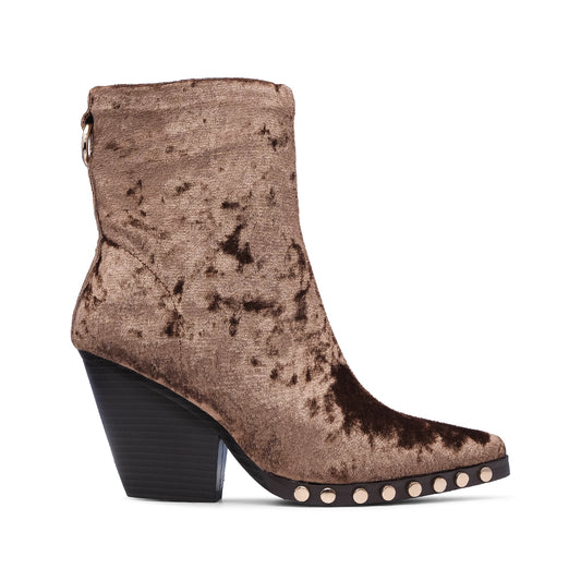 Bota Salto Alto Mulher Veludo Castanho
