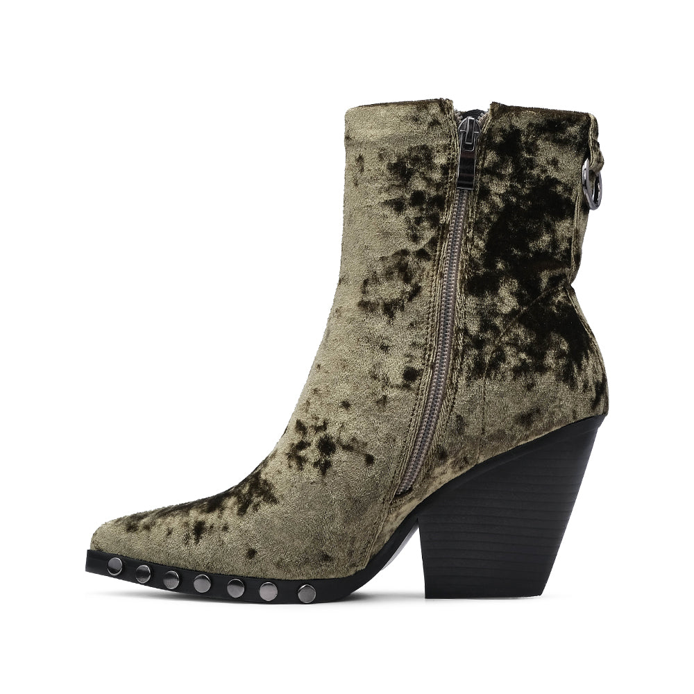Bota Salto Alto Mulher Veludo Verde