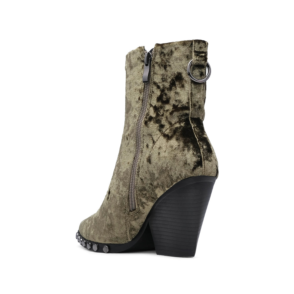 Bota Salto Alto Mulher Veludo Verde