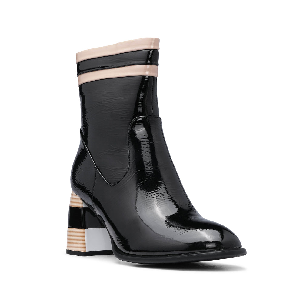 Bota Salto Alto Mulher Verniz Preto