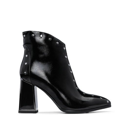 Botim Salto Alto Mulher Verniz Preto