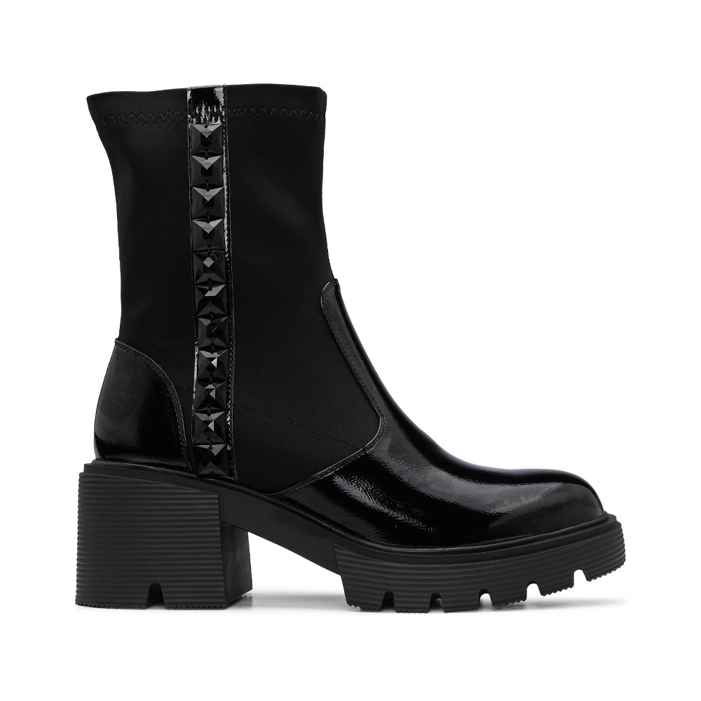 Botim Casual Mulher Verniz Preto