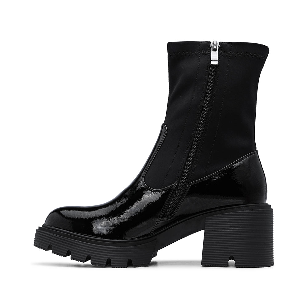 Botim Casual Mulher Verniz Preto