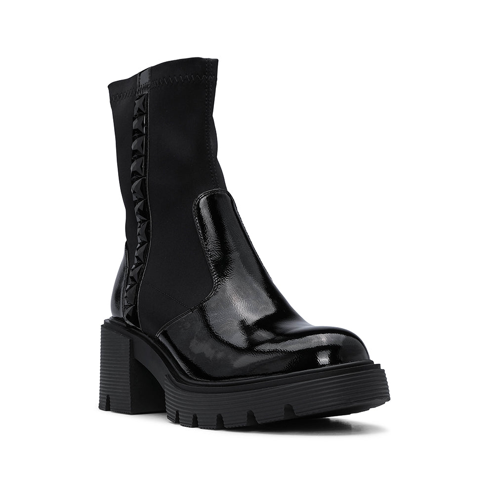 Botim Casual Mulher Verniz Preto