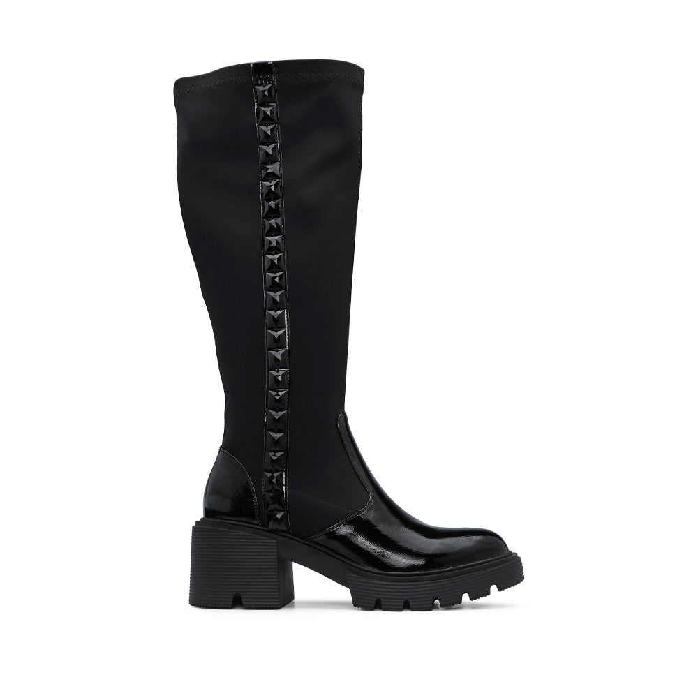 Bota Casual Mulher Verniz Preto