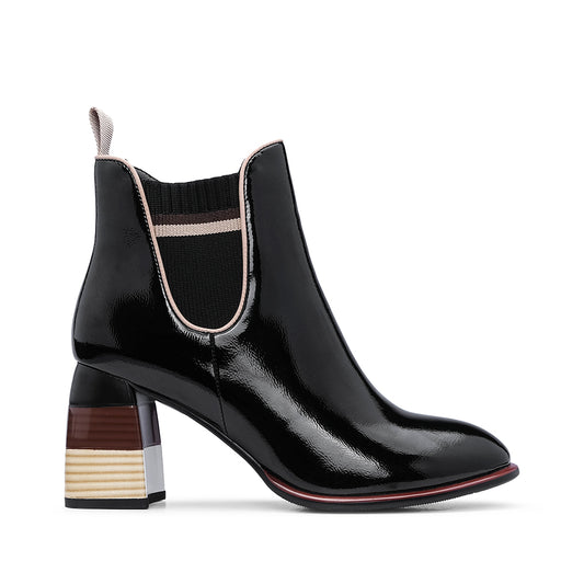 Botim Casual Mulher Verniz Preto