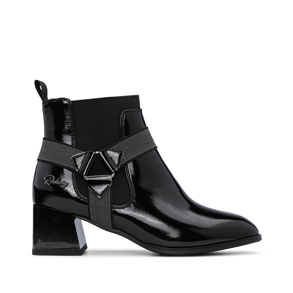 Botim Casual Mulher Verniz Preto