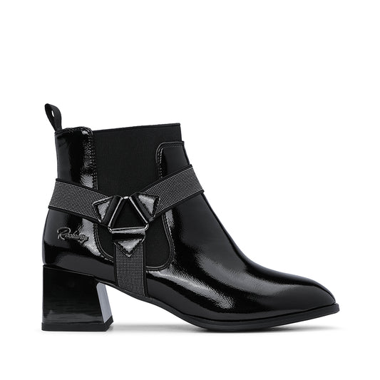 Botim Casual Mulher Verniz Preto