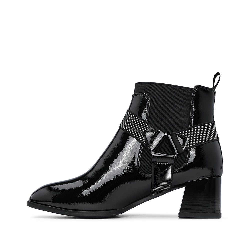 Botim Casual Mulher Verniz Preto