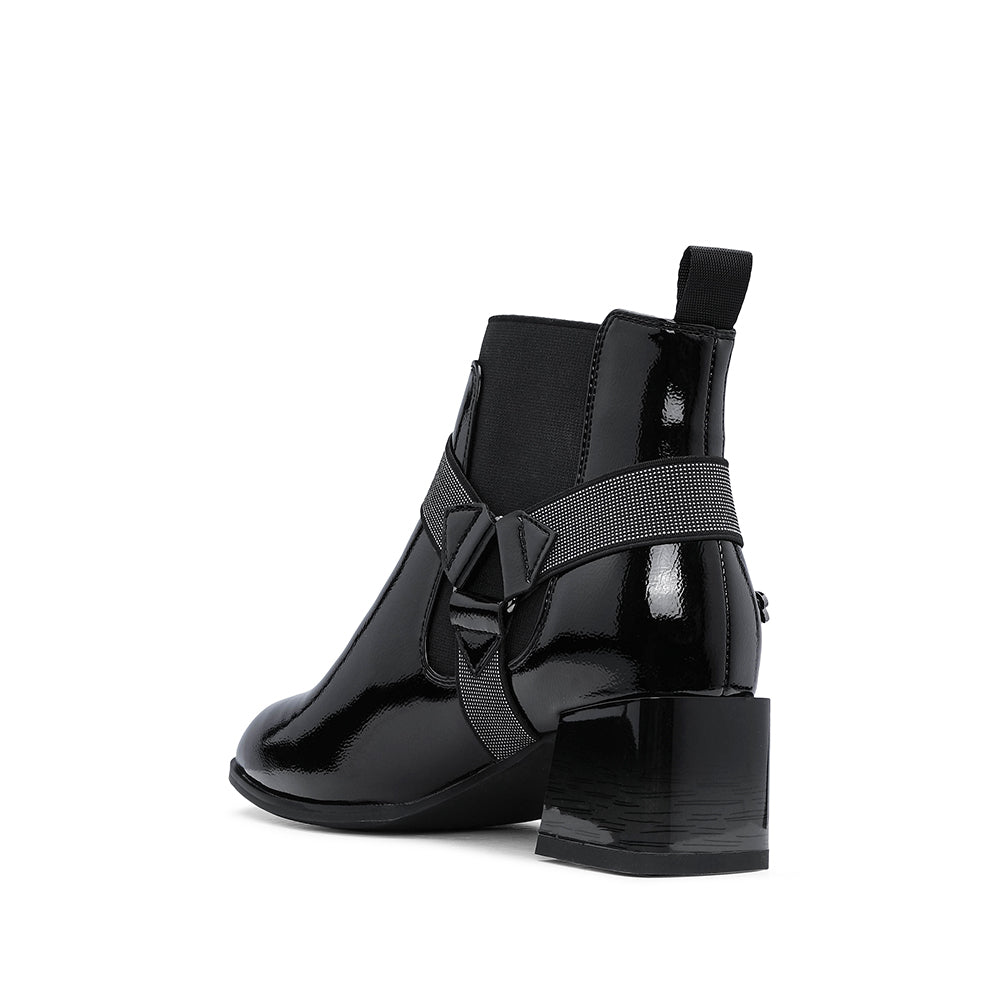 Botim Casual Mulher Verniz Preto
