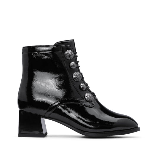 Botim Salto Médio Mulher Verniz Preto