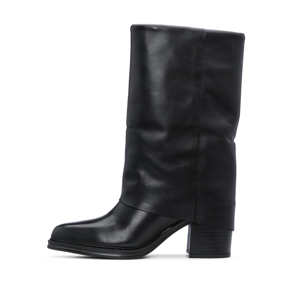Bota Salto Médio Mulher Pele Preto