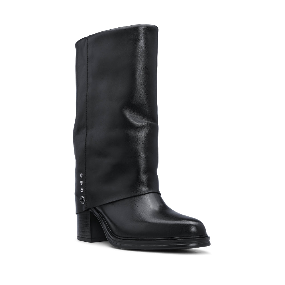 Bota Salto Médio Mulher Pele Preto