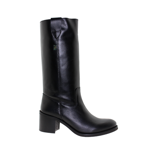 Bota Salto Médio Mulher Pele Preto