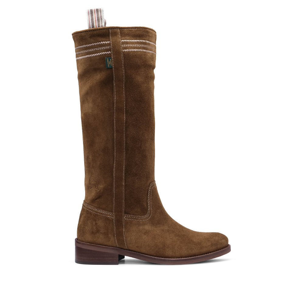 Bota Salto Raso Mulher Camurça Camel