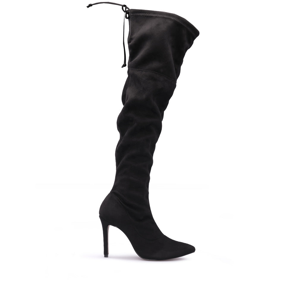 Bota Salto Alto Mulher Camurça Preto