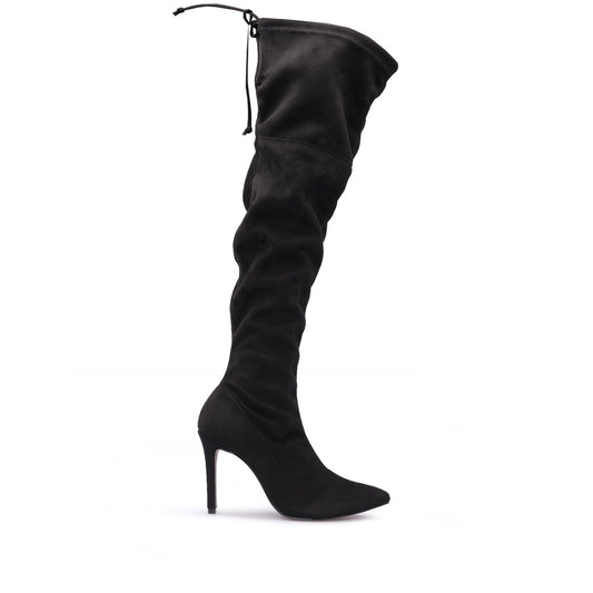 Bota Salto Alto Mulher Camurça Preto