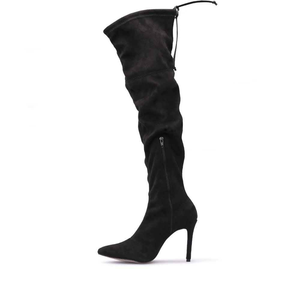 Bota Salto Alto Mulher Camurça Preto