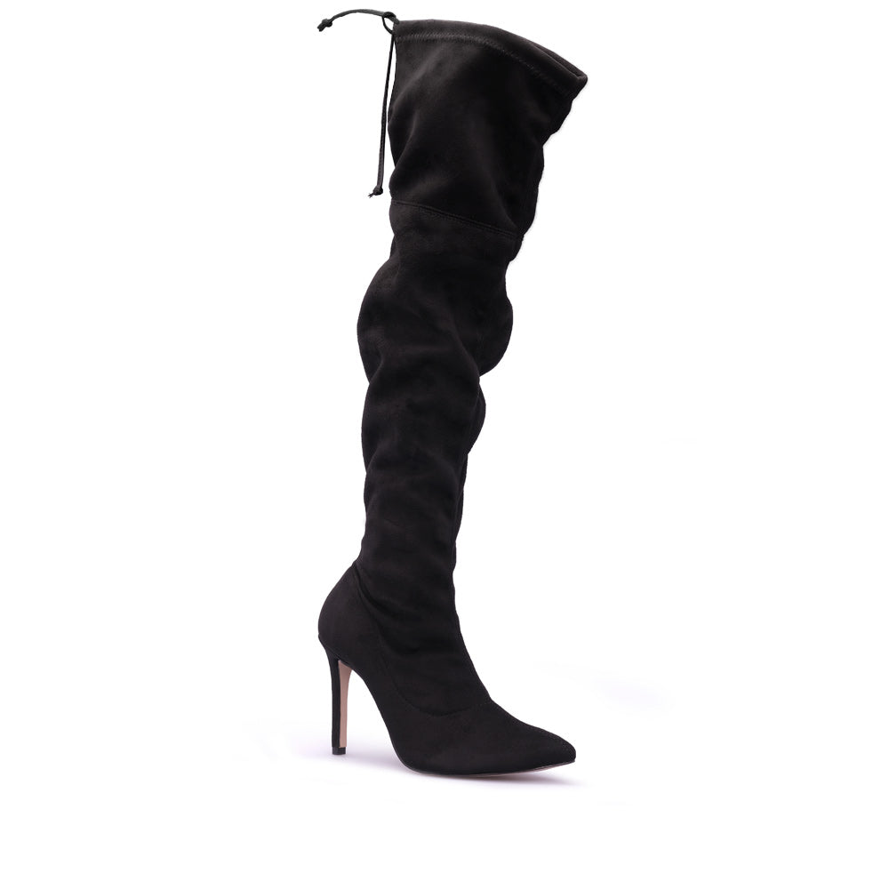 Bota Salto Alto Mulher Camurça Preto