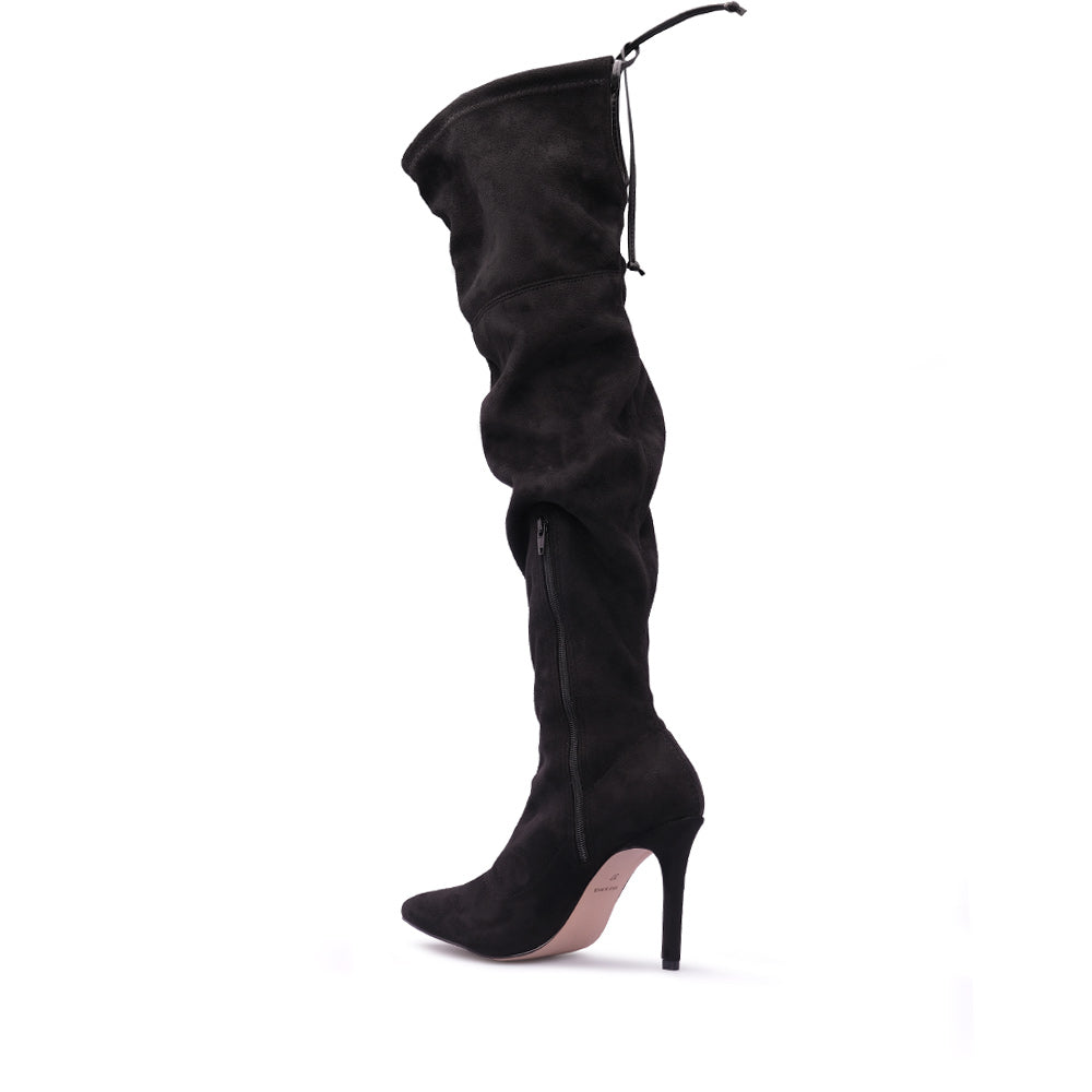 Bota Salto Alto Mulher Camurça Preto