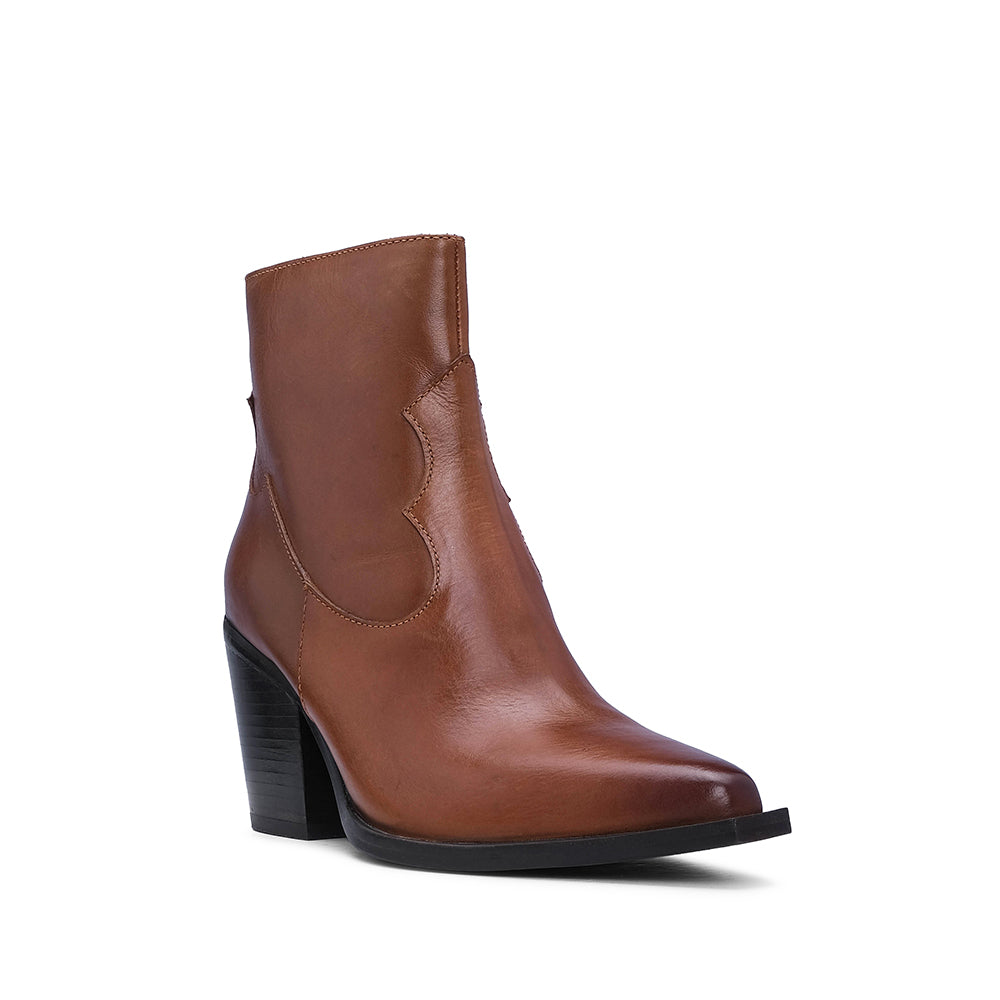 Bota Salto Alto Mulher Pele Camel