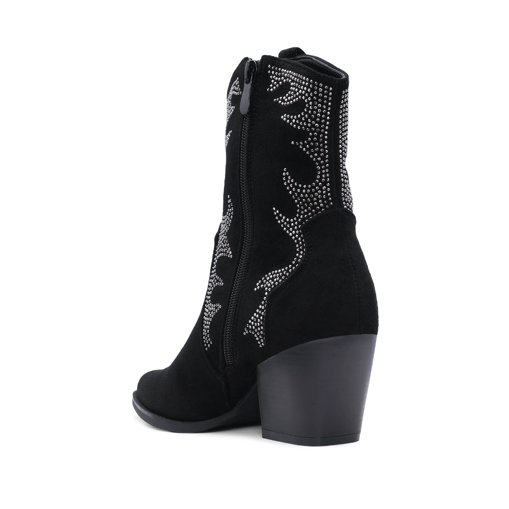 Bota Salto Médio Mulher Camurça Preto
