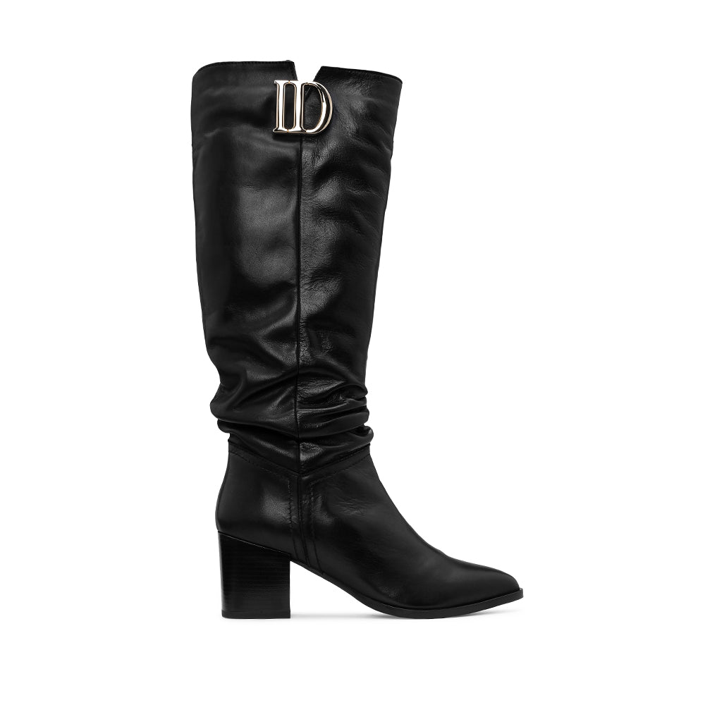 Bota Salto Médio Mulher Pele Preto