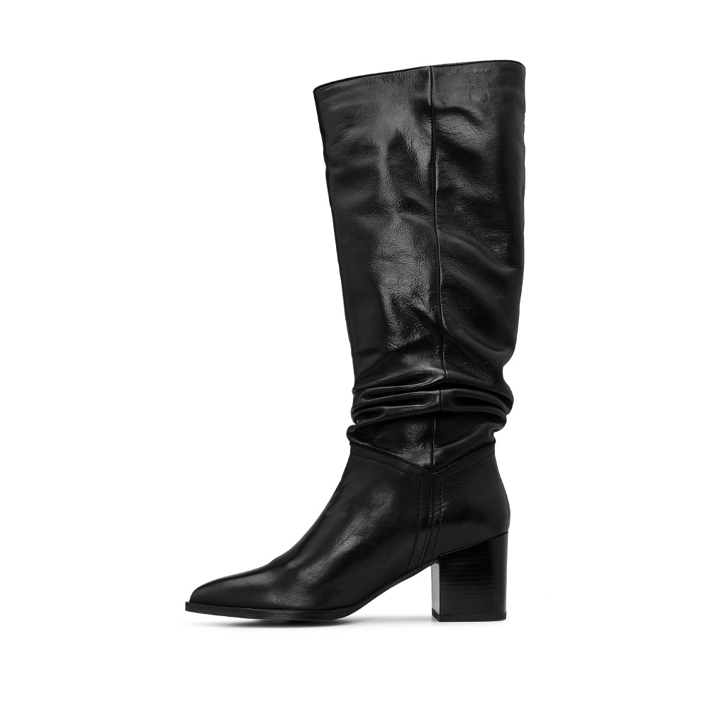 Bota Salto Médio Mulher Pele Preto