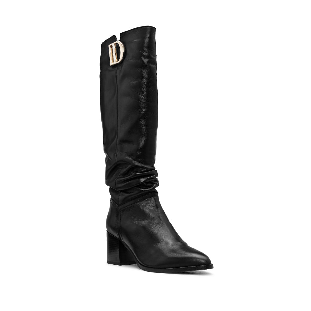 Bota Salto Médio Mulher Pele Preto