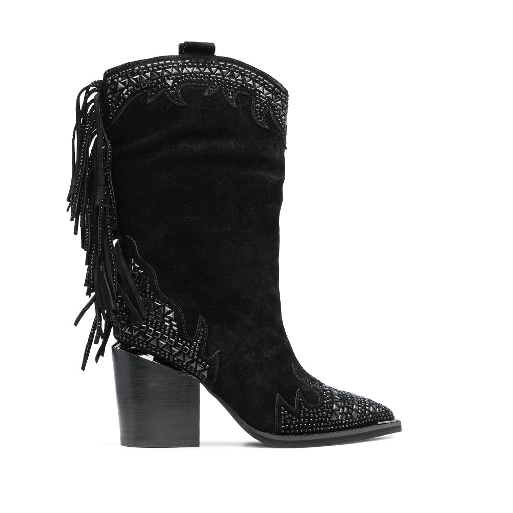 Bota Texana Mulher Camurça Preto