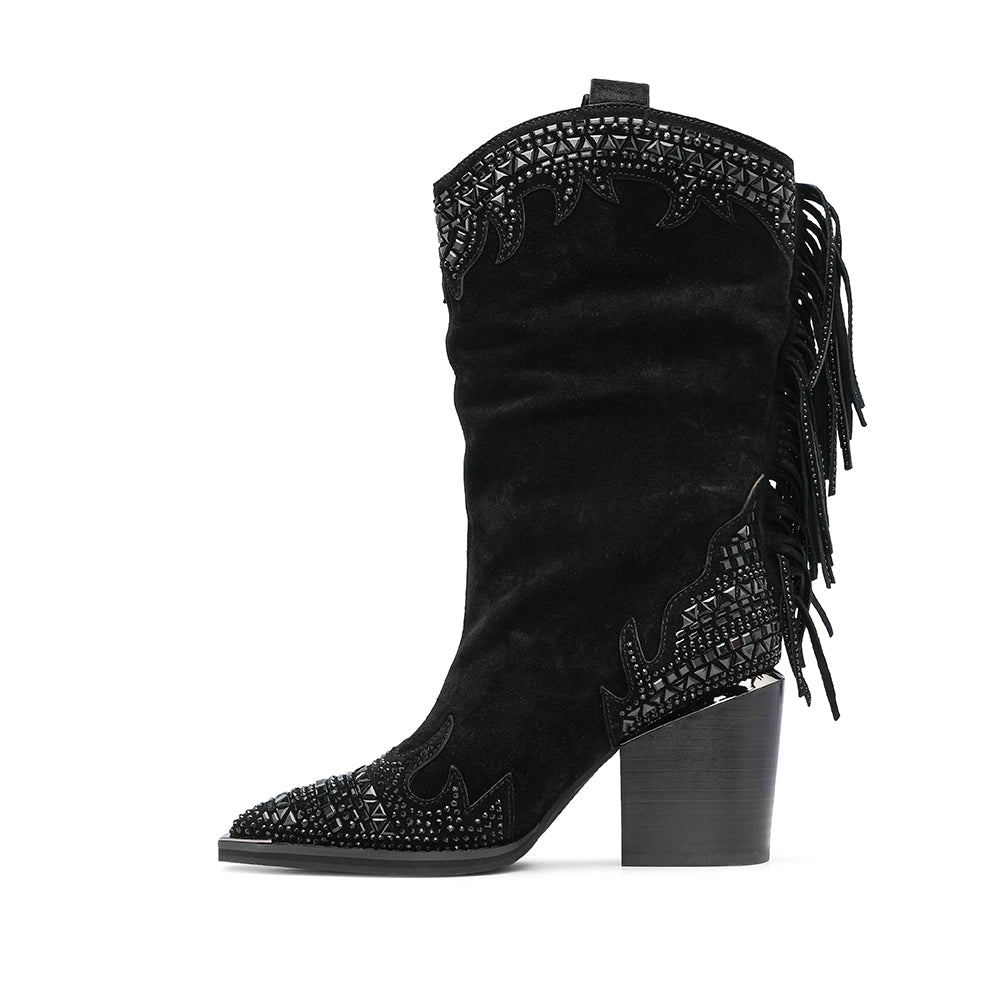 Bota Texana Mulher Camurça Preto